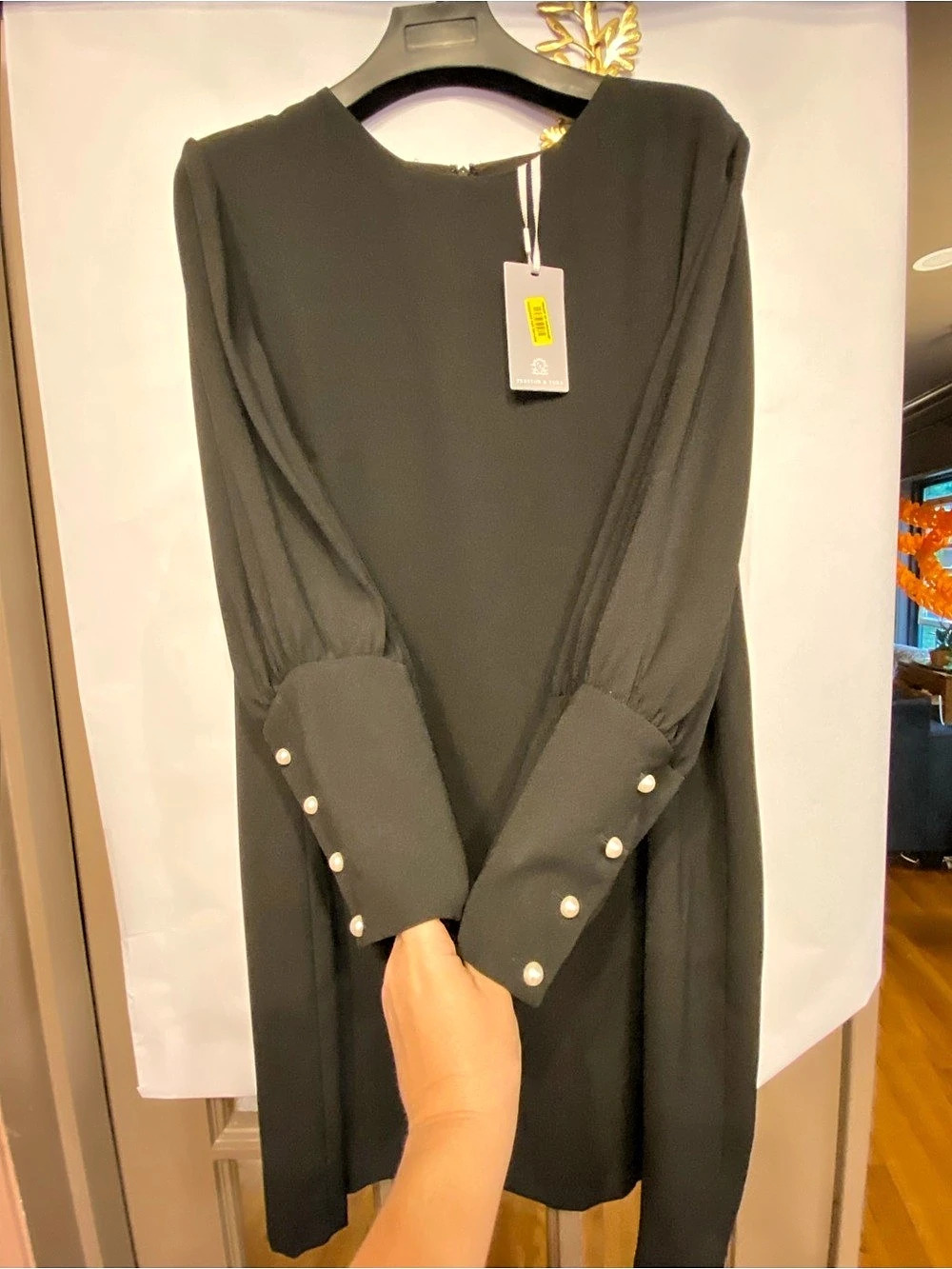 NWT Preston & York Black Pearl Cuff Long Sleeve Shift Dress Size 18 Plus